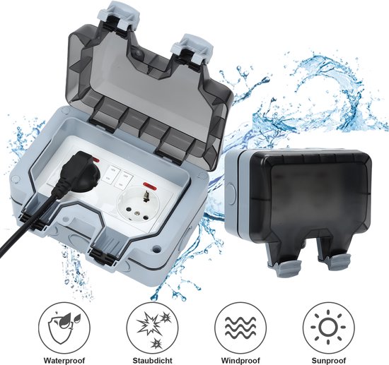 Prise Extérieure Étanche IP66 Avec Interrupteur & Voyant – Profonde, Verrouillable, Idéale Jardin & Extérieur
