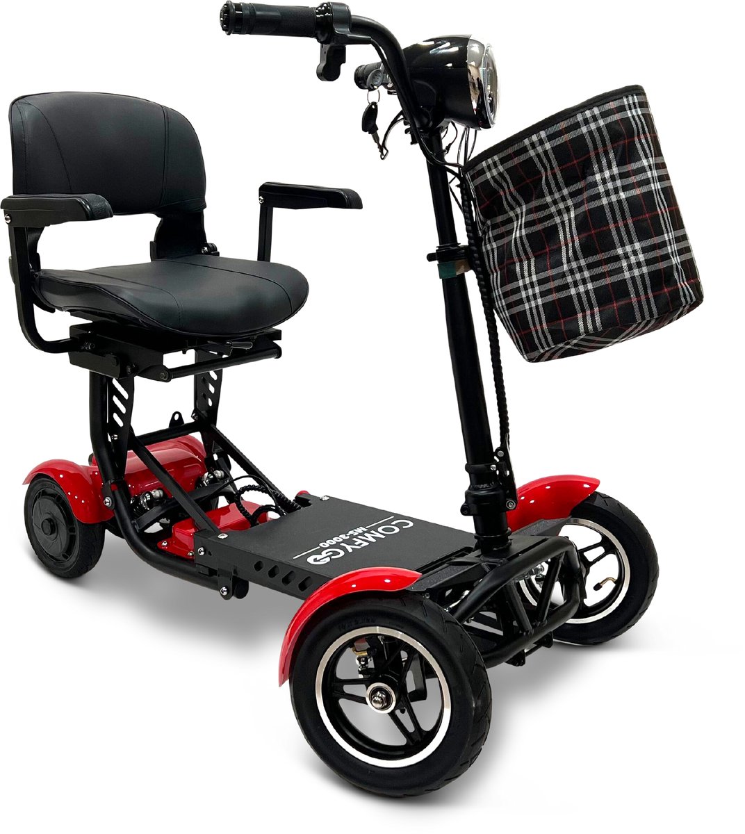 COMFYGO MS3000 PLUS Elektrische scootmobiel, 4 wielen, max snelheid 18 km/u, 15,6 Ah Li-ion accu, tot 40 km, Rood, Grote stoel