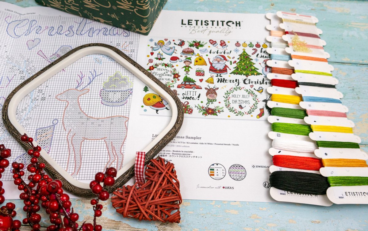 Letistitch borduurpakket christmas sampler L9928 telpatroon