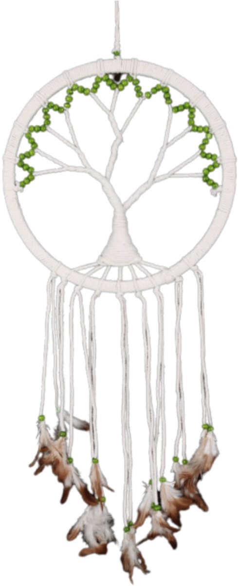 Ruben Robijn Dromenvanger - Tree of life groene kralen 7 cm - Dreamcatcher n.n.b