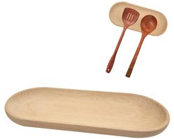 Oucina Natural Wood Retro Spoon Holder for Kitchen Cutlery, Spatula, Spoon, Tongs and Other Kitchen Utensils, Light Brown - 2