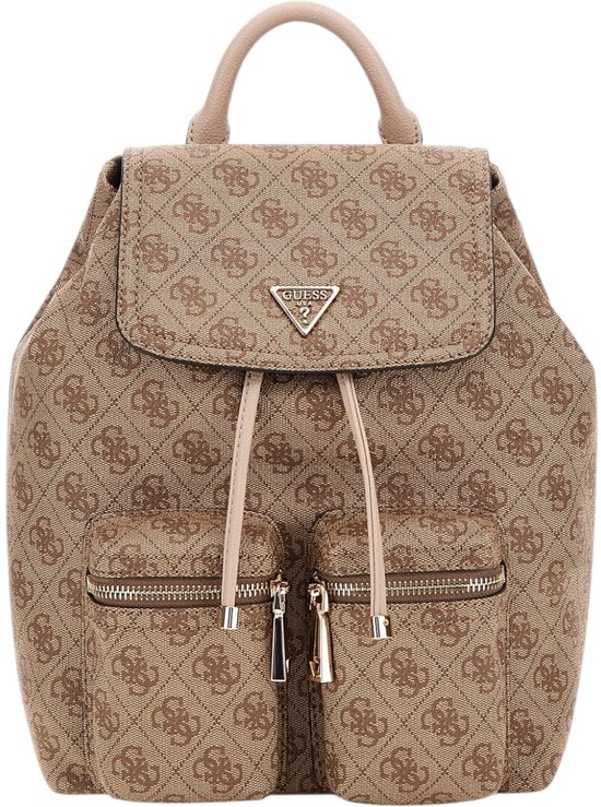 GUESS sac à dos de loisirs Manhattan II Flap Backpack Latte Logo beige