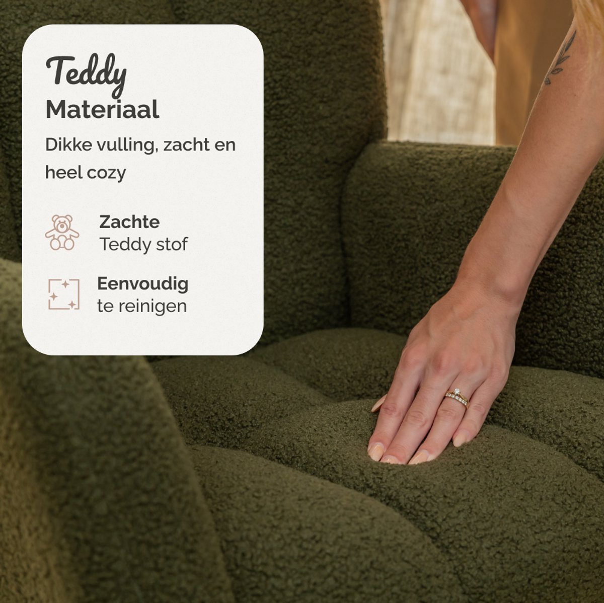 SITTT Schommelstoel - Relaxstoel babykamer - Fauteuil - Voedingsstoel - Donker Groen — afbeelding 11
