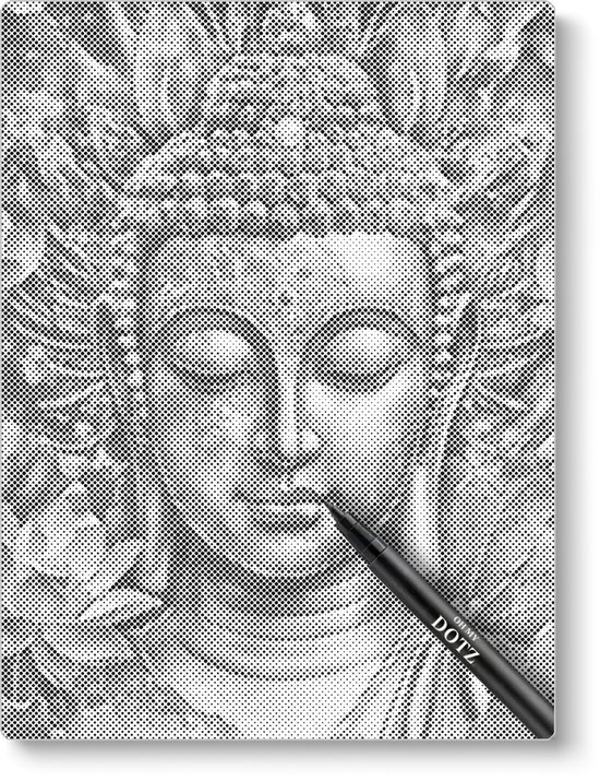 Bouddha avec des fleurs | Peinture par points | 30x40cm | Toile lâche | Peinture au Diamond et Peinture par numéro alternative | Peinture en pointillé | Cadeau