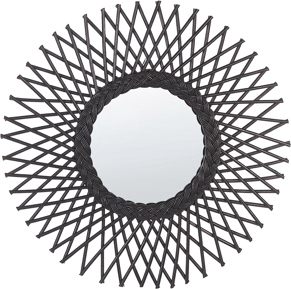 Beliani TAGOLU - Wandspiegel - Zwart - Rotan