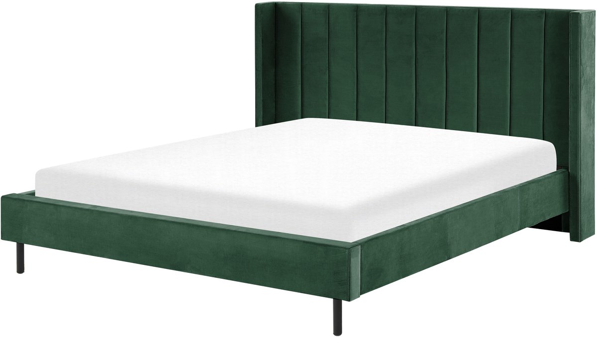 Beliani VILLETTE - Tweepersoonsbed - Donkergroen - 180 x 200 cm - Fluweel