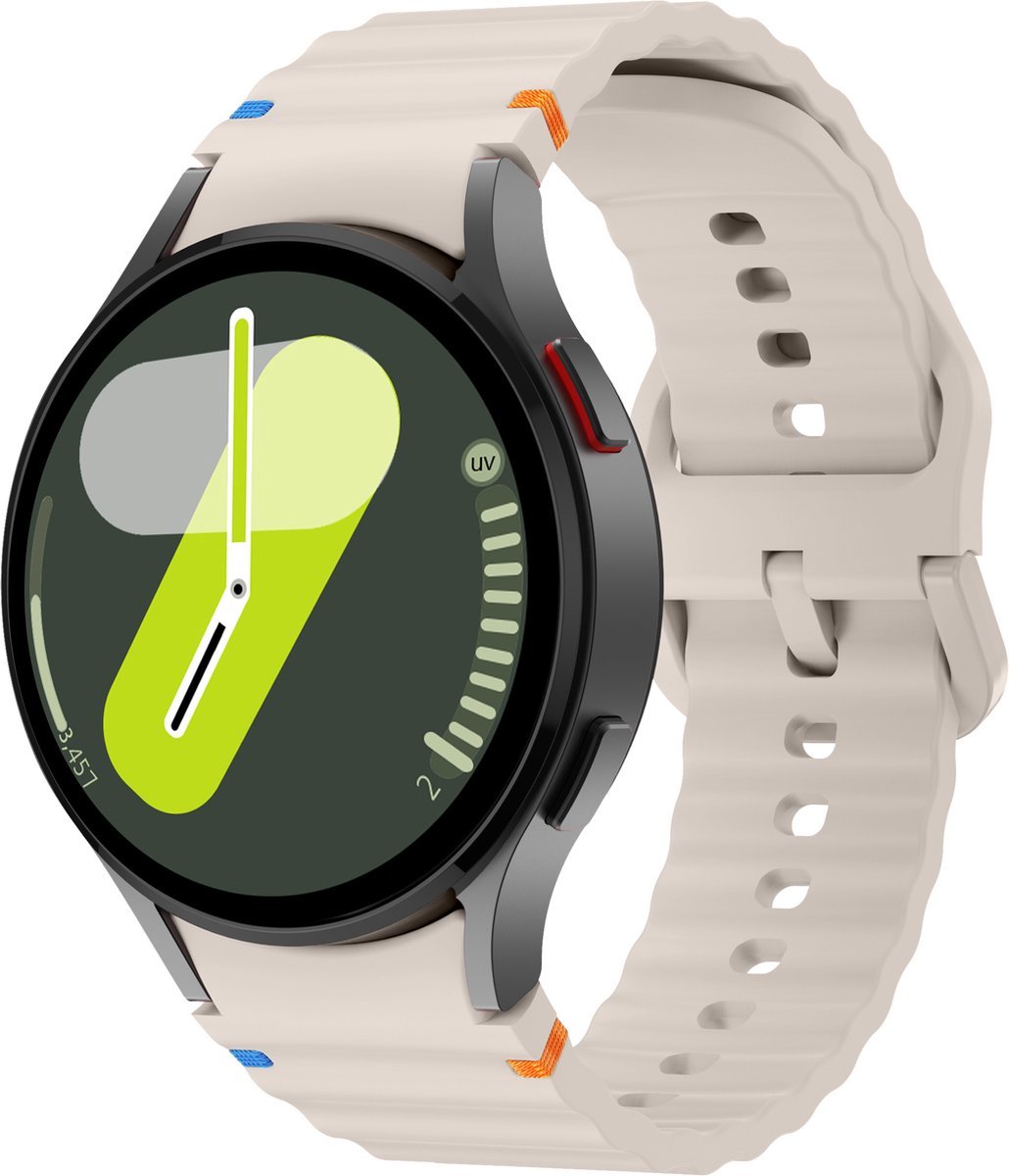 Jumada's - Siliconen Wave bandje - Geschikt voor Samsung Galaxy Watch 7 (40 & 44mm) / Galaxy Watch 6 (Classic) / Galaxy Watch 5 (Pro) / Galaxy Watch 4 (Classic) - sterrenlicht