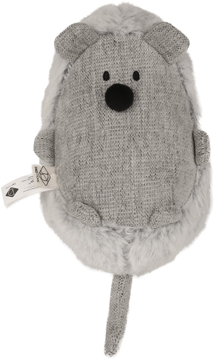 Trappelkussen Bowie Lichtgrijs – muisvormig kattenspeeltje van chenille & plush met catnippocket S - 11x11x25cm