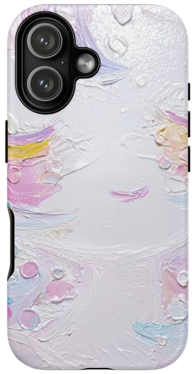 Pastel Abstract Gezicht met Bubbels – Telefoonhoesje Geschikt voor iPhone 17