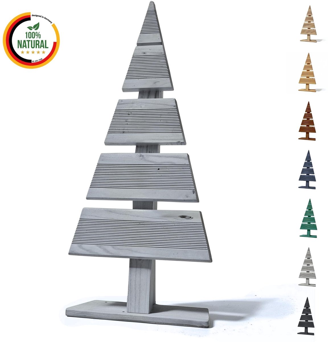 Floranica houten kerstboom natuurlijke hout den 60x27 cm kerstdecoratie houten boom van larikshout handgemaakt klein grijs
