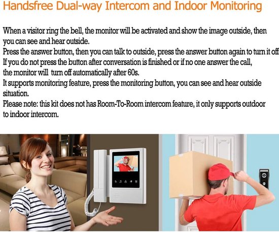 Video Intercom Systeem met 4.3 Inch Scherm en Waterdichte Buitencamera — afbeelding 5