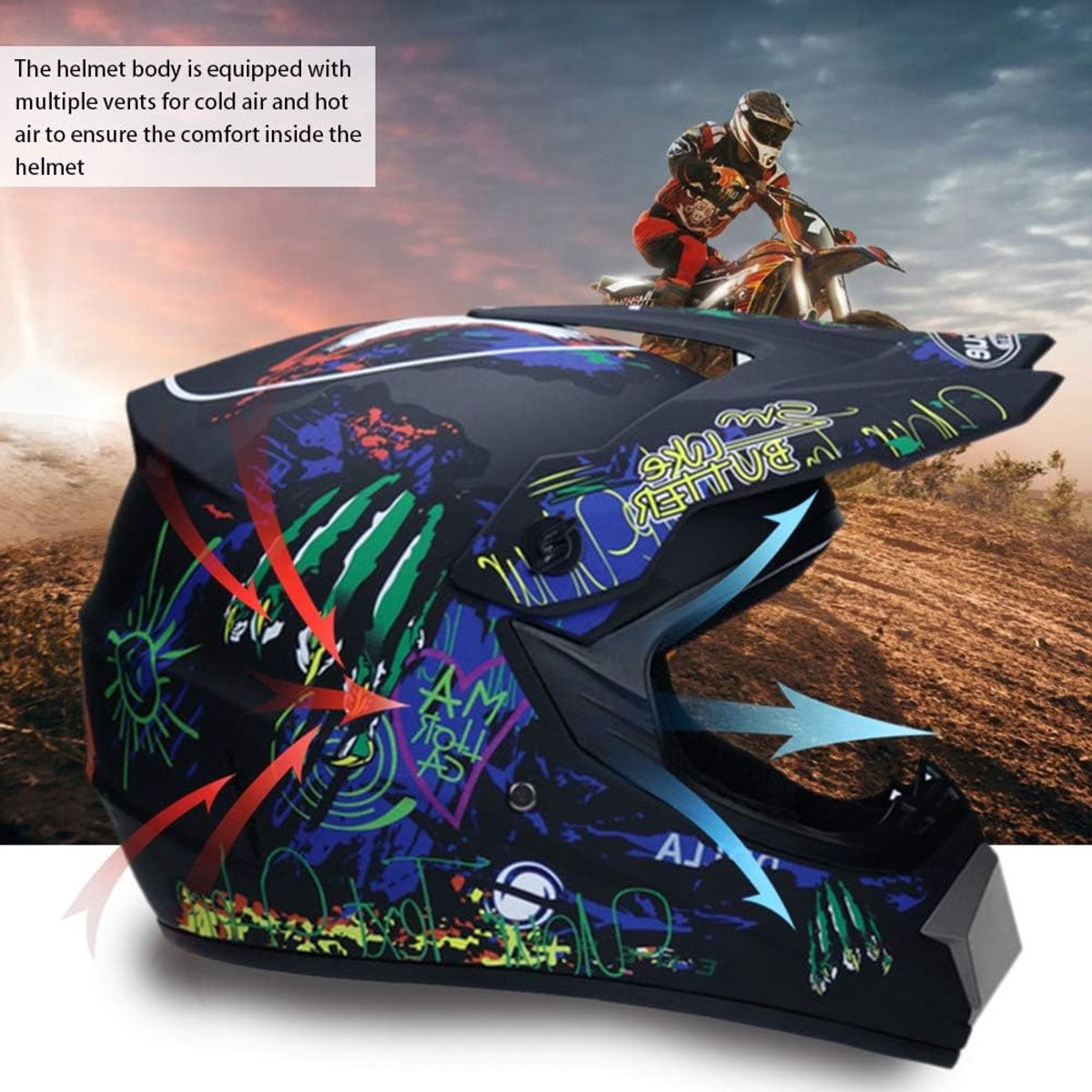 Lexium Motorcross Helm - Maat S - Crosshelm - MTB helm - Motor Helm - MTB Kleding - Cross Helm – foto 5