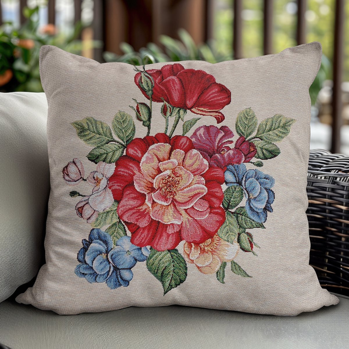 Gobelin Kussensloop - 45x45 cm - Betoverde Tuin Bloemendecor