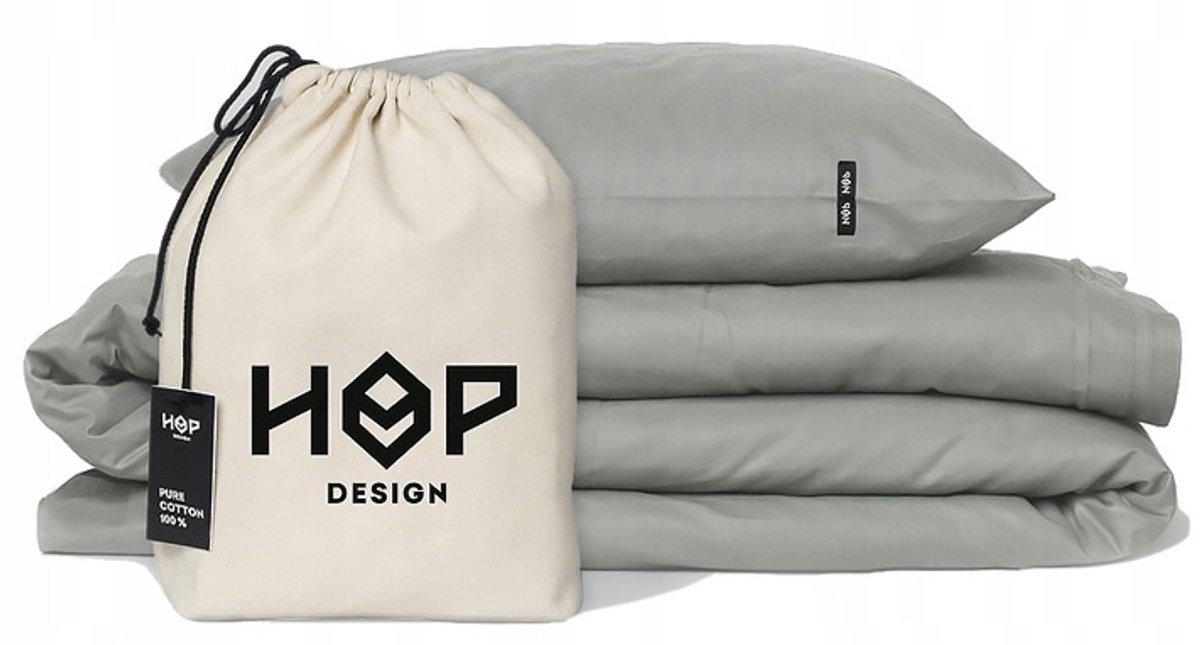 HOP DESIGN Dekbedovertrek 140x200 Donkergrijs, Dik Katoen
