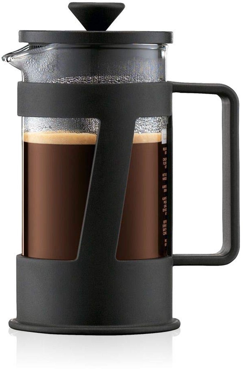 Unyqoos® Compacte zwarte koffiemaker met roestvrijstalen filter en veiligheidsdeksel