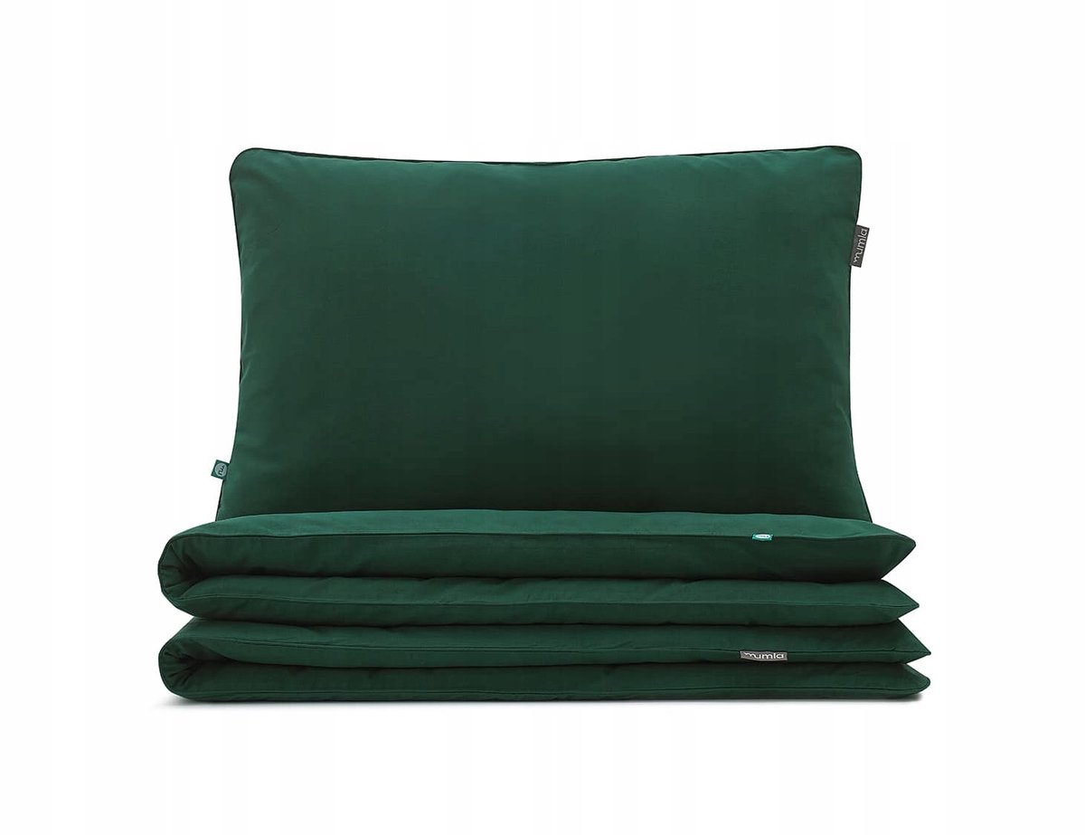 Basic Flesgroene Katoenen Dekbedovertrekset 180x200 cm met Kussenslopen