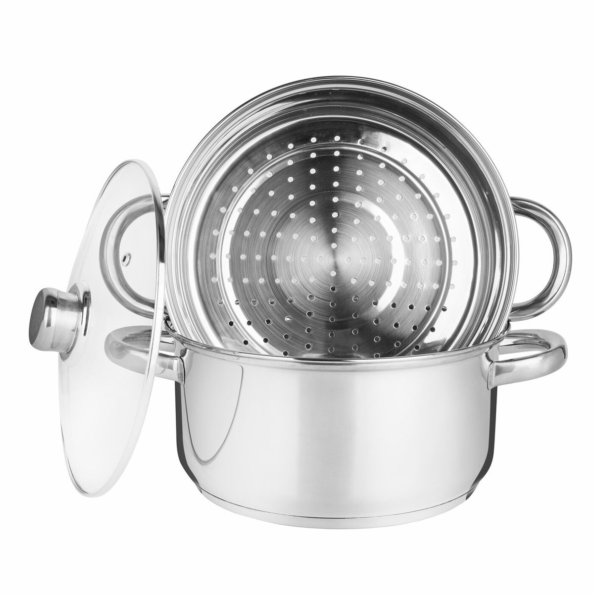 Stoompan RVS 22 cm - 3 Delig - Gezond Koken