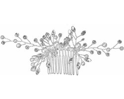 Haarkam met parels en bloemen voor bruid - Haaraccessoires voor bruidskapsel met kristal - Decoratieve bruidshaarkam voor bruiloft