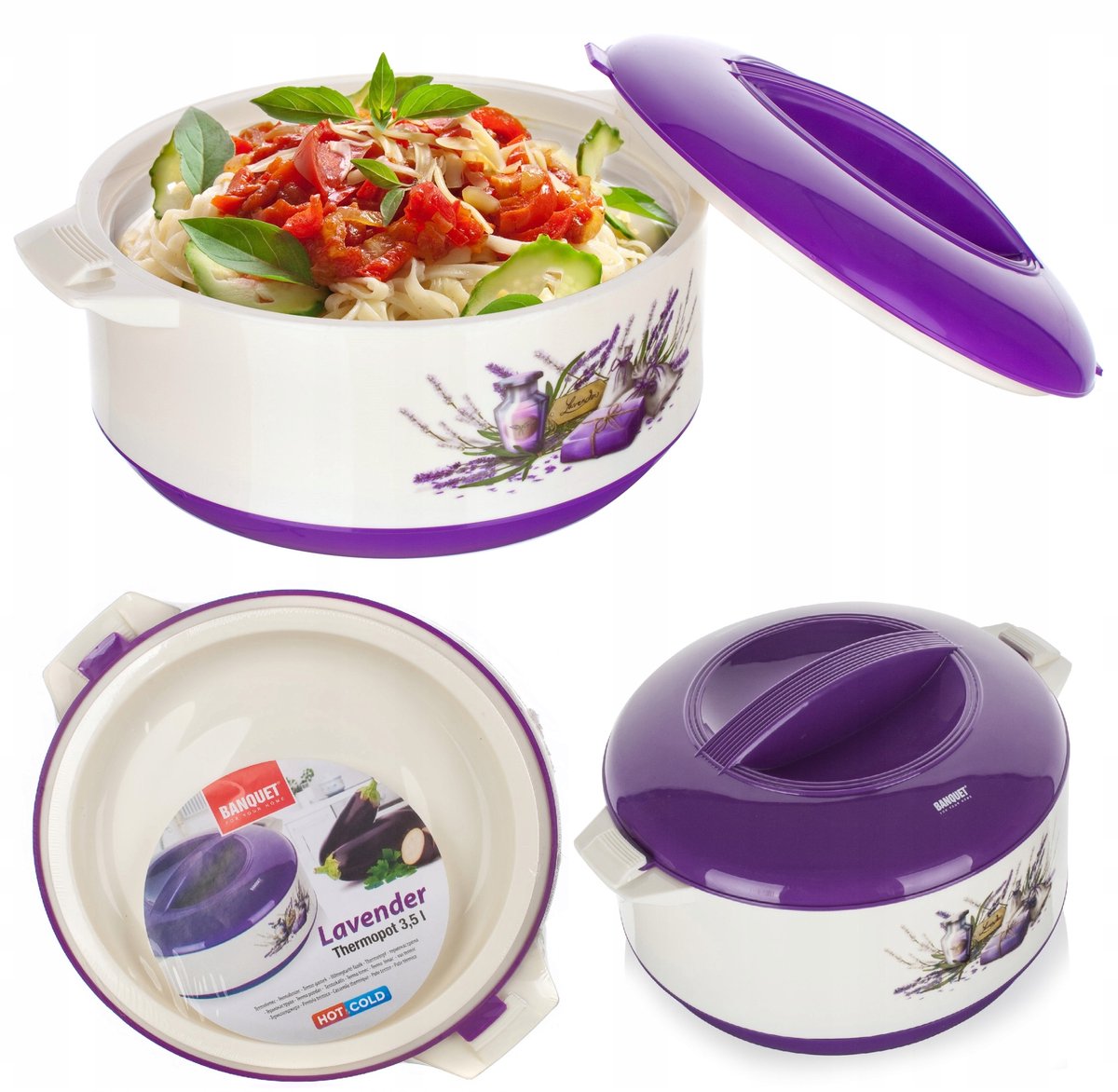 Banket Lavendel Thermos Lunchbox 3,5L - Houd uw maaltijd warm of koud