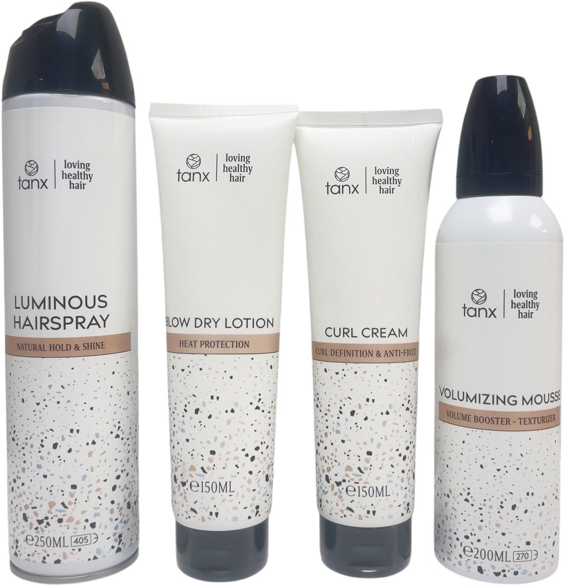 4 x Stylingsproduct Tanx By Phytodess Paris Professional Luminous Hairspray/ Volumizing Mousse/ Curl Cream / Blow Dry Lotion SUPERSALE !!!