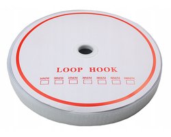 Wit Haak- en Lusband, 20 mm breed, 25 m lang, Naaibaar
