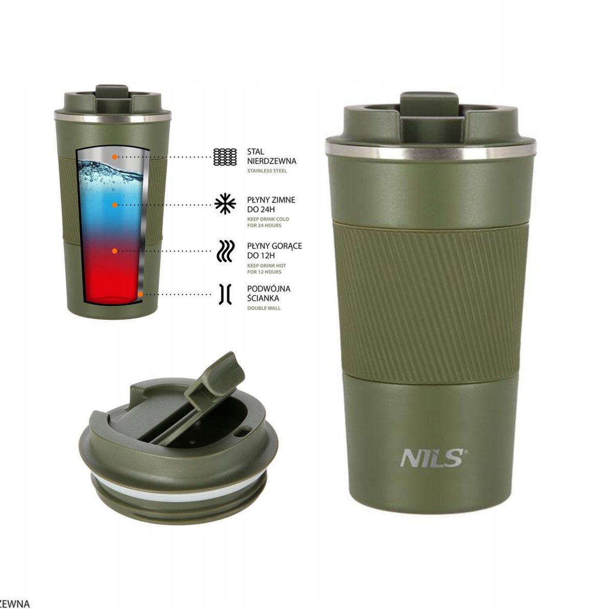 Nils Thermosbeker NCC09 Groen - 510ml - 12u Warm / 24u Koud