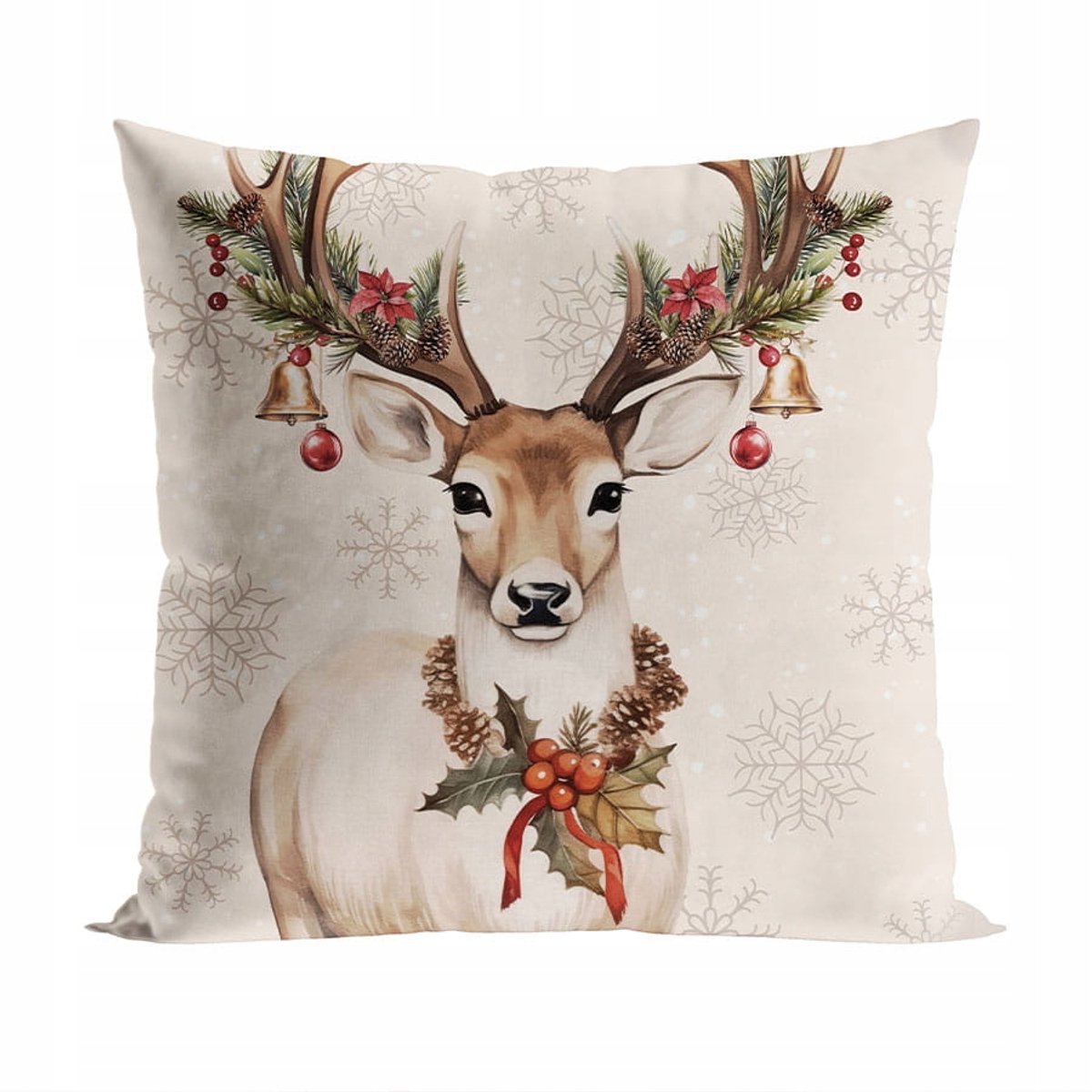 Kerst Sierkussenhoes 40x40 cm - Vintage Herten - Zacht Velours