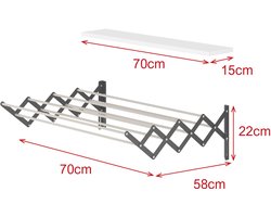 LUNOR Akkoordéon - Droogrek - Wandmontage - Wasrek - 70 cm - Antraciet
