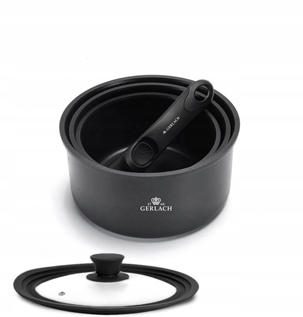 Gerlach Smart pannenset 16/18/20 cm met afneembare greep & deksels