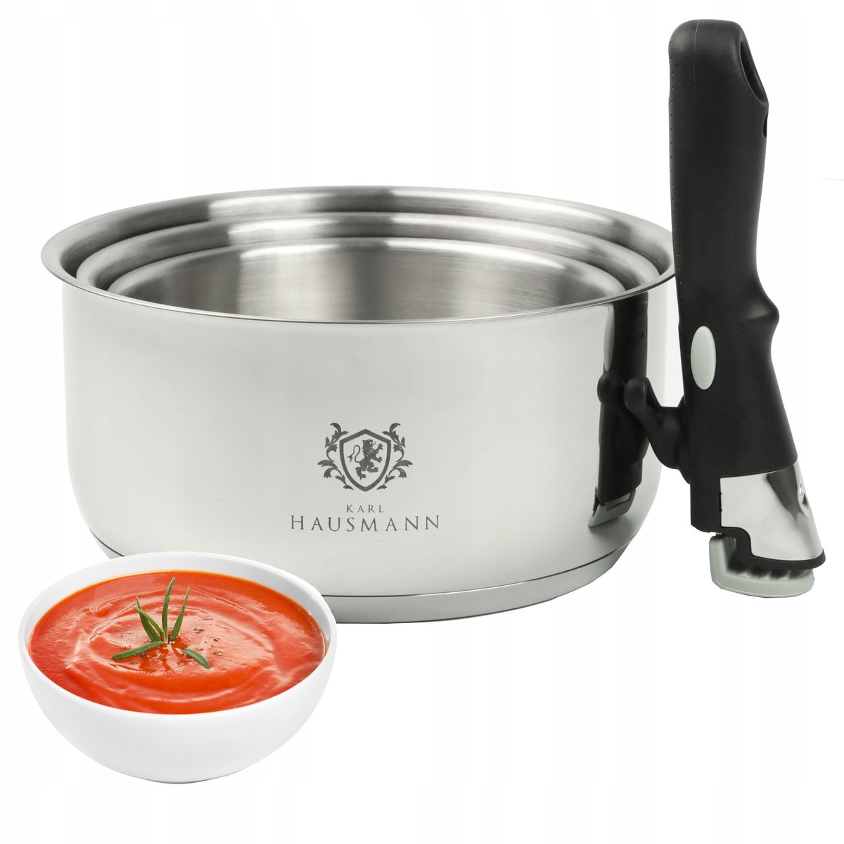Fusion Pannenset RVS met afneembaar handvat - 4-delig