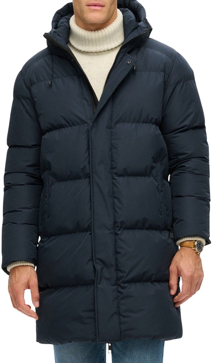 Superdry Fuji Padded Hooded Sports Puffer Mid Jas Heren Blauw