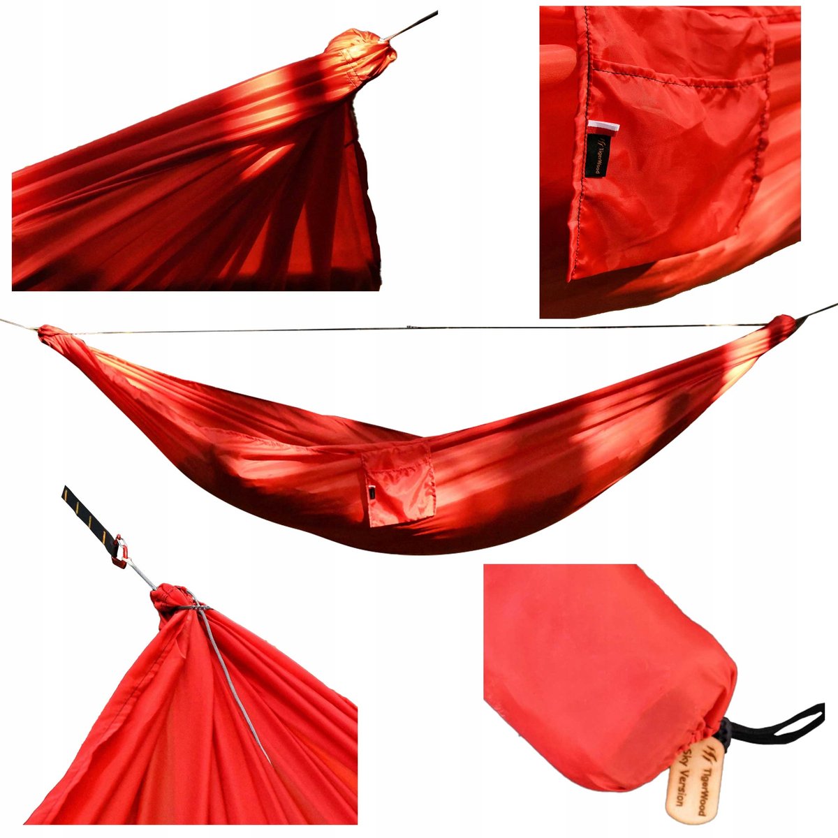 TigerWood Sky Version Ultralight Rode Hangmat - Compleet met Bevestiging
