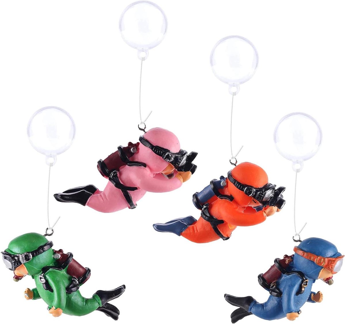 Aquariumdecoratie 4-delige set - groen roze - voor aquaria thuis kantoor - landschapsaccessoires