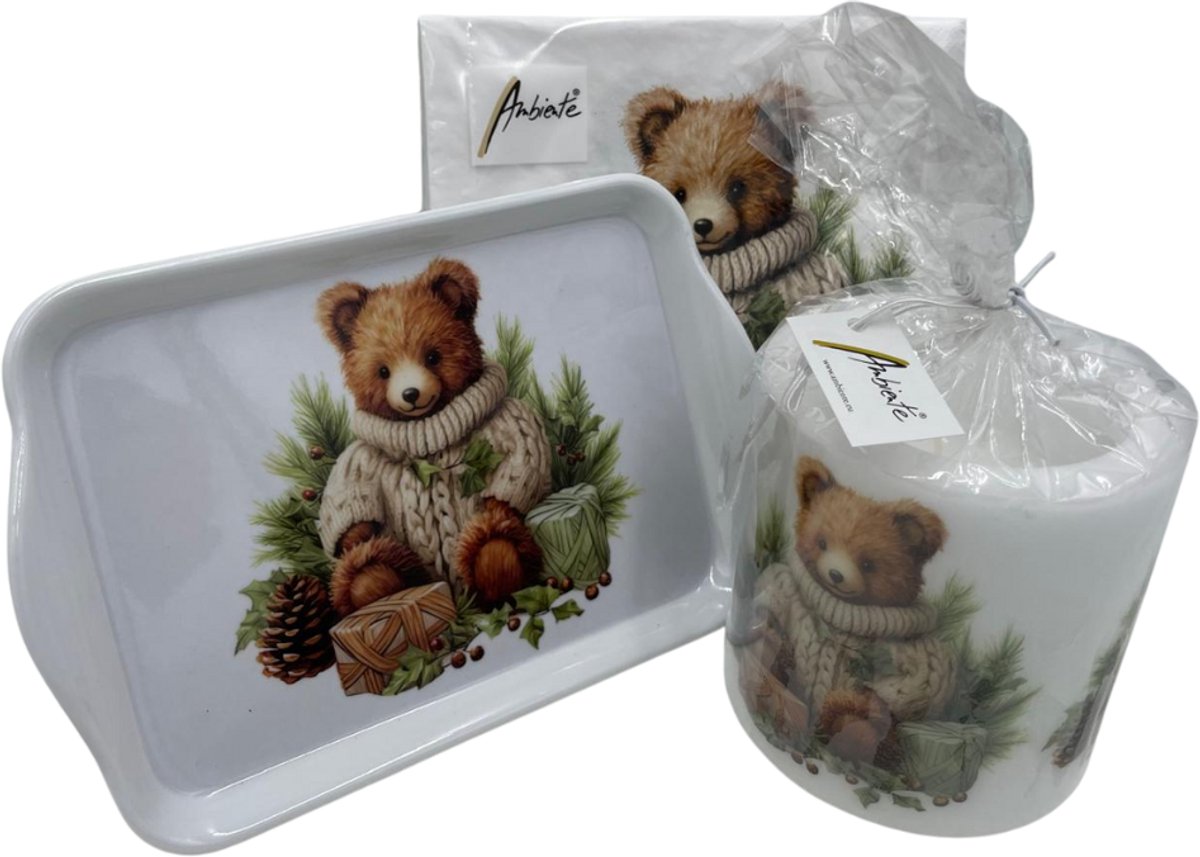 Set: Kaars - 20 servetten - dienblad Cuddle bear | 928977 | Ambiente