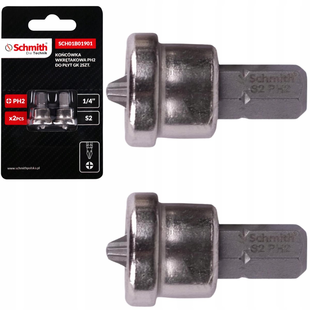 Schmith PH2 Bit voor Gipsplaten - 2 Stuks - S2 Staal