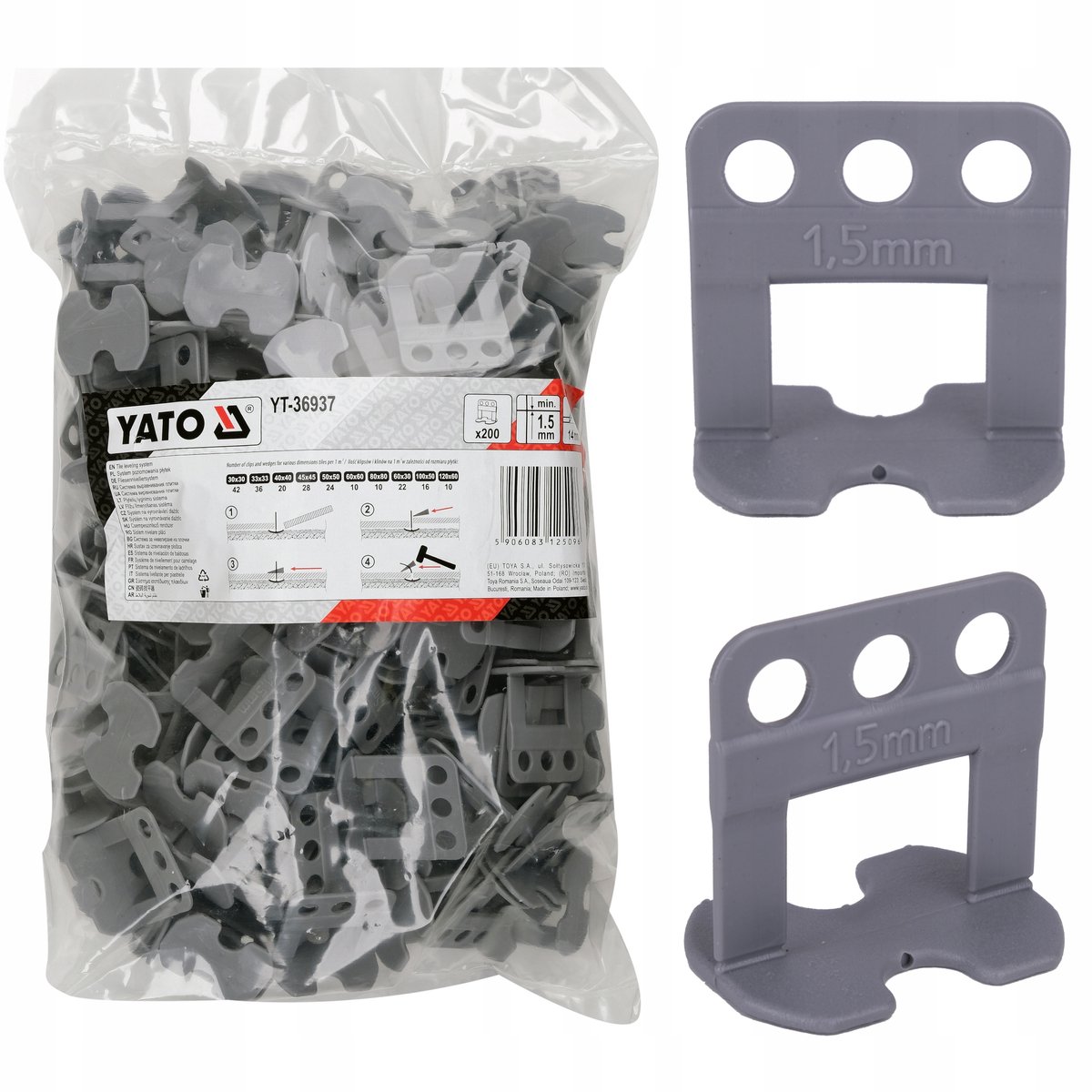 Yato Tegelnivelleringsclips Systeem 1,5 mm - 200 st