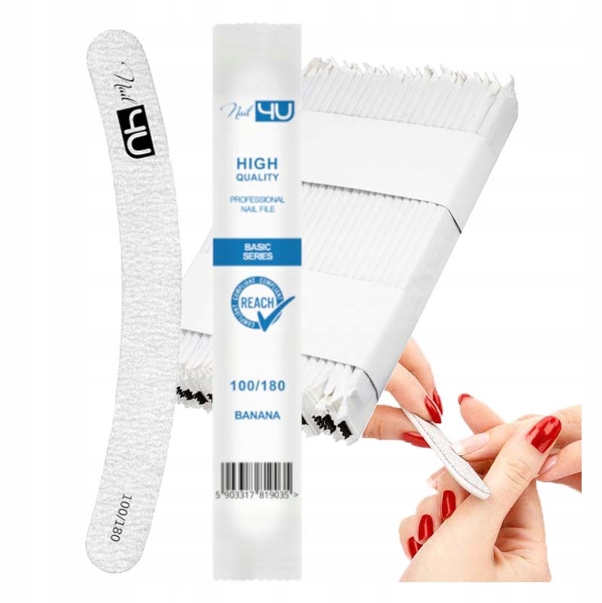Nail4U Nagelvijl Banaan 100/180 Basic III - Set van 10