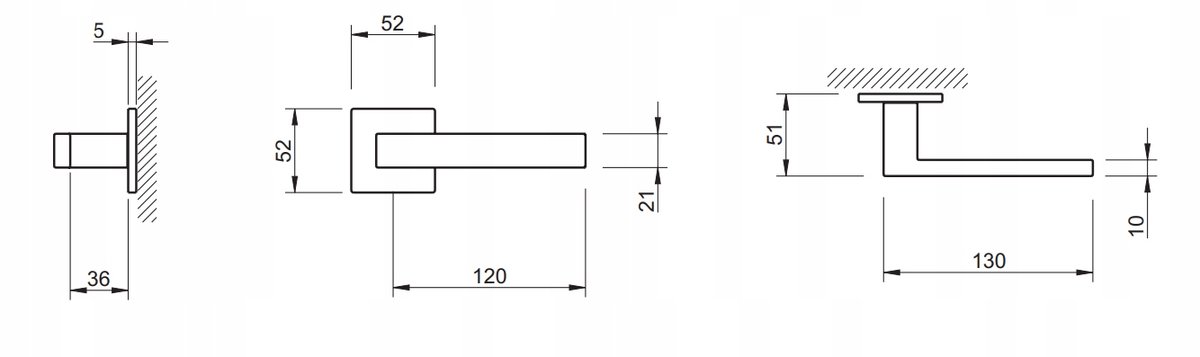 Tupai 2275 5SQ Deurkruk Vierkant Wit