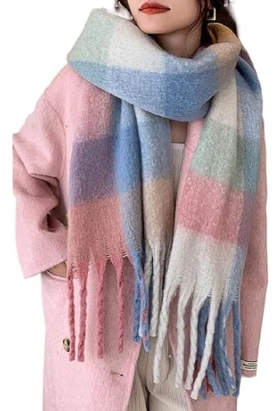 Écharpes chaudes d'hiver Daity pour femmes, châles longs, grandes écharpes, écharpes-couvertures épaisses pour temps froid, à carreaux colorés