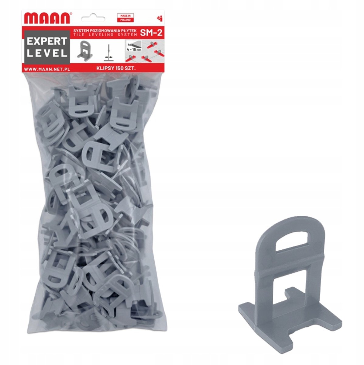 Tegelnivelleringsclips 3 mm voeg, 4-15 mm dik, 150 st