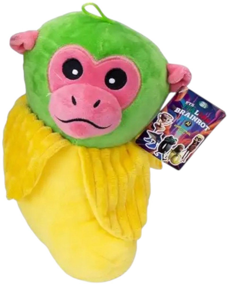 Italian Brainrot AI pluche 28cm, Chimpanzini Bananini