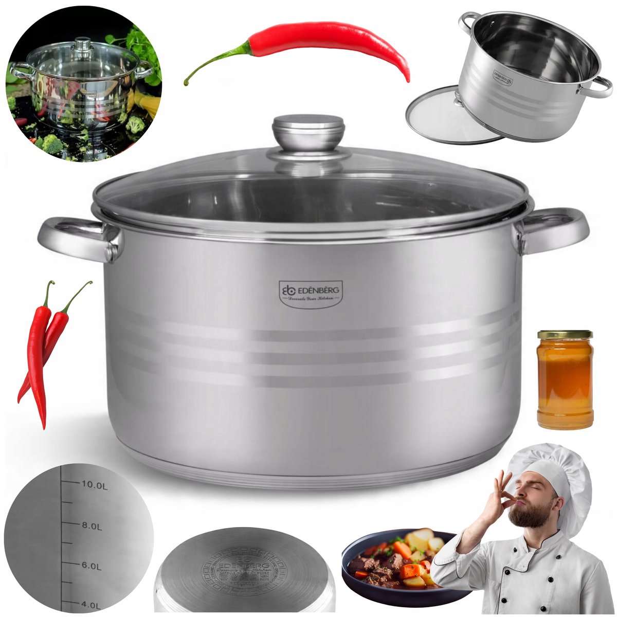 RVS Pan met Deksel 28cm 10.2L - Geschikt voor Inductie
