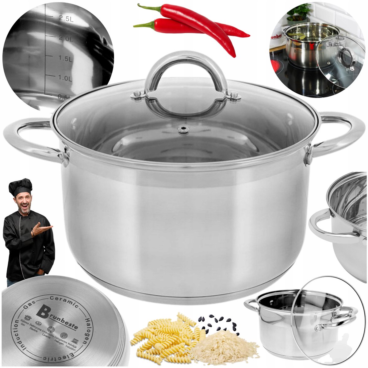 RVS Pan 20cm 4L - Geschikt voor Gas & Inductie