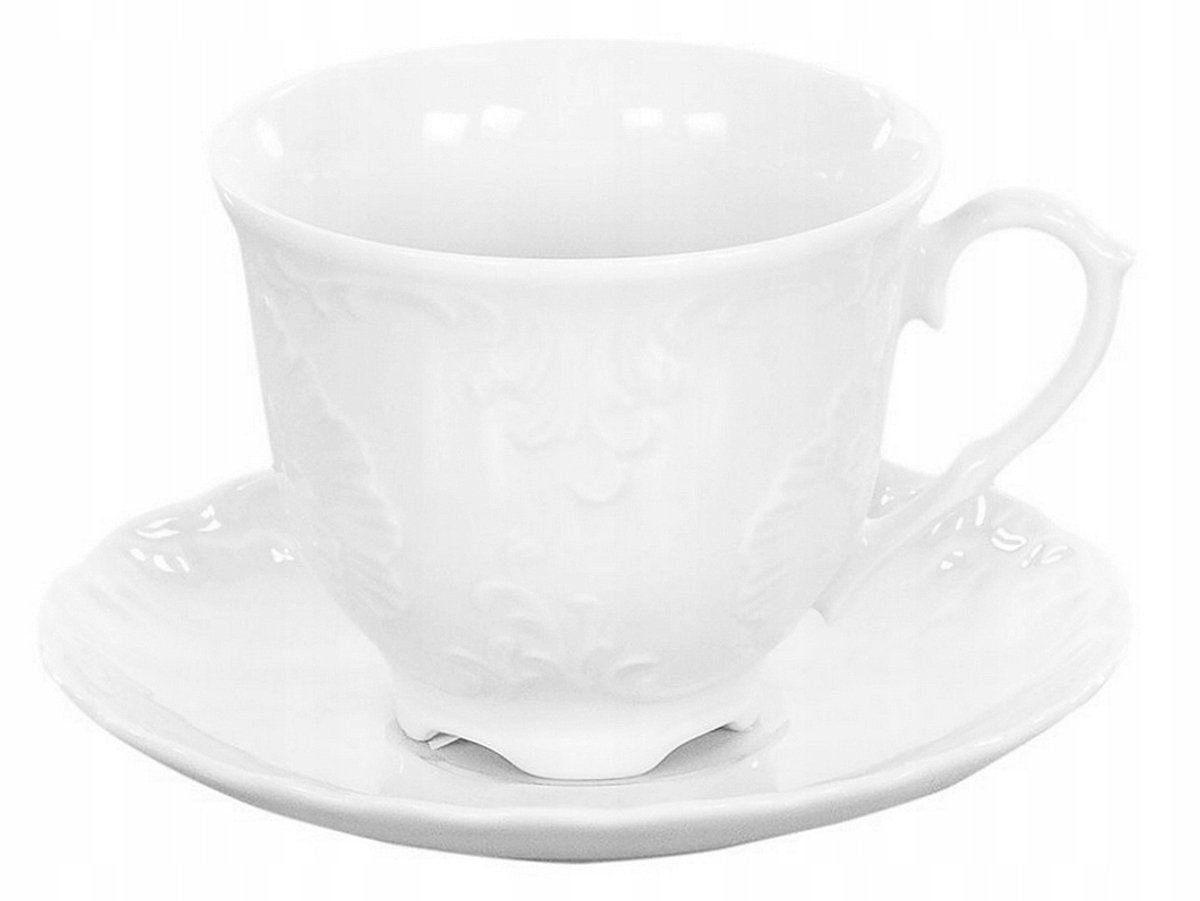 Porseleinen Koffieservies Rococo 6 Personen, 12 Delig, Wit