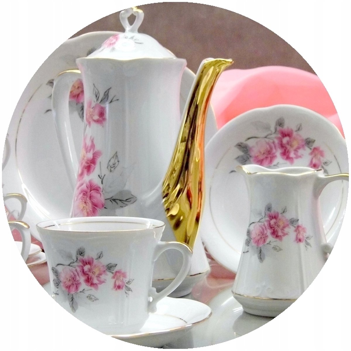 Koffieservies Kamelia 21 Delen voor 6 Personen - Wit Porselein