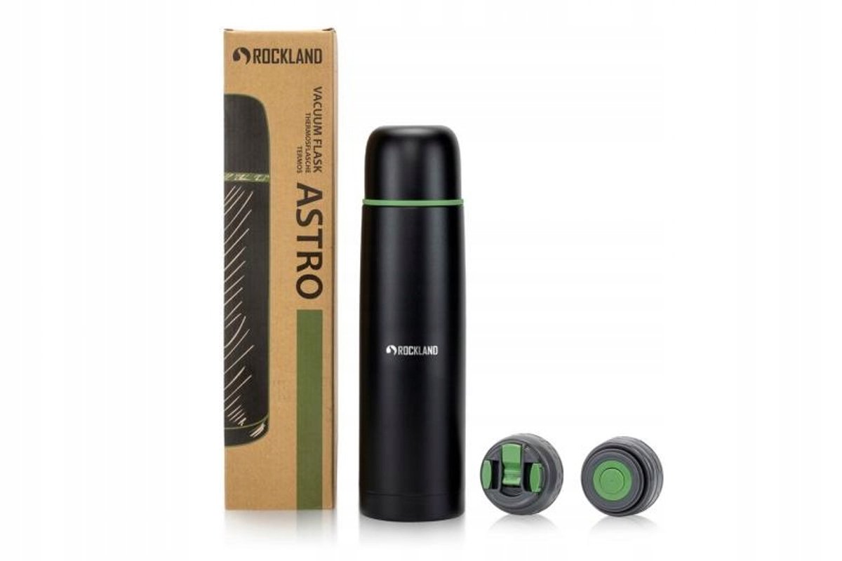 Rockland Astro 1L Thermos - RVS, Vacuüm, Zwart, 24u Warm