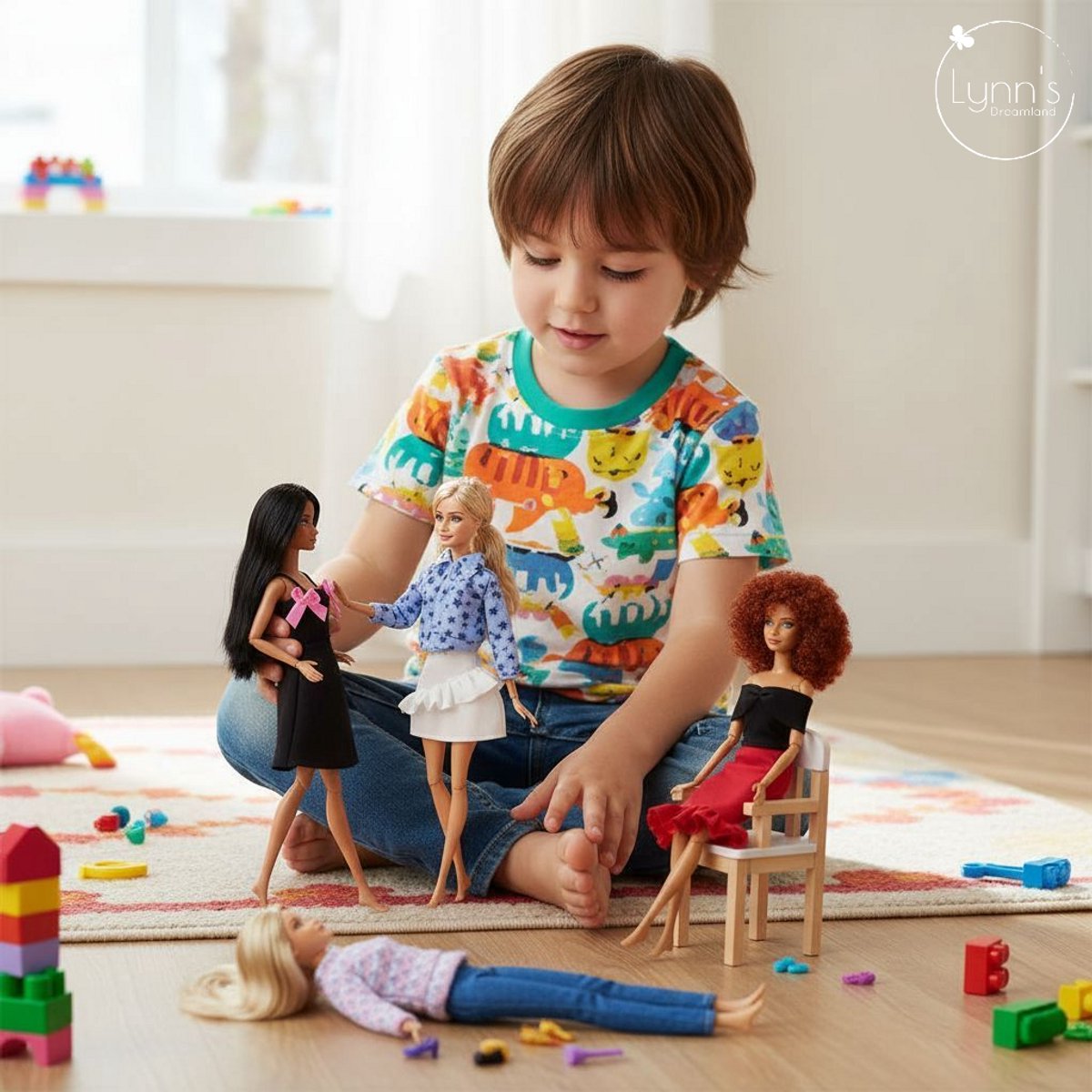 Lynn's poppenkleertjes - Set 'Riley - Geschikt voor modepop - Set van 6 outfits - Jurk, broek, rok, topje, trui, jas - In cadeauzakje — afbeelding 4