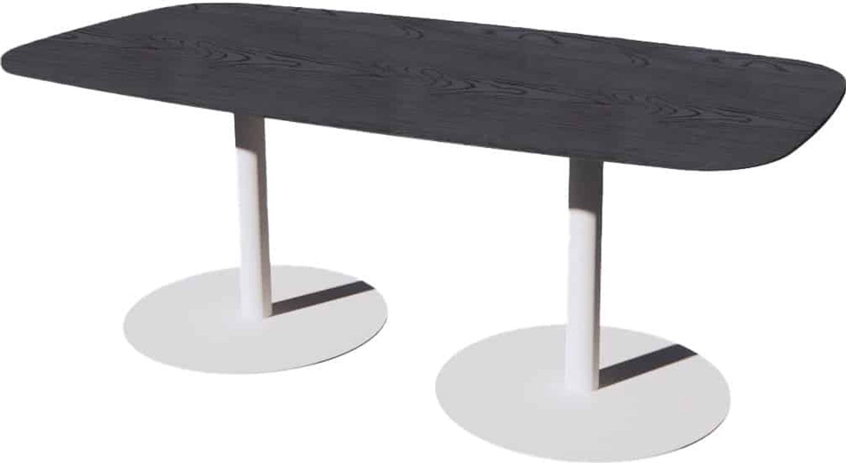Schaffenburg Linesto Vergadertafels Deens Ovaal 200cm breed 100 cm diep Framekleur Wit Bladkleur Schaduwzwart Wit (RAL9010)/Schaduw Zwart