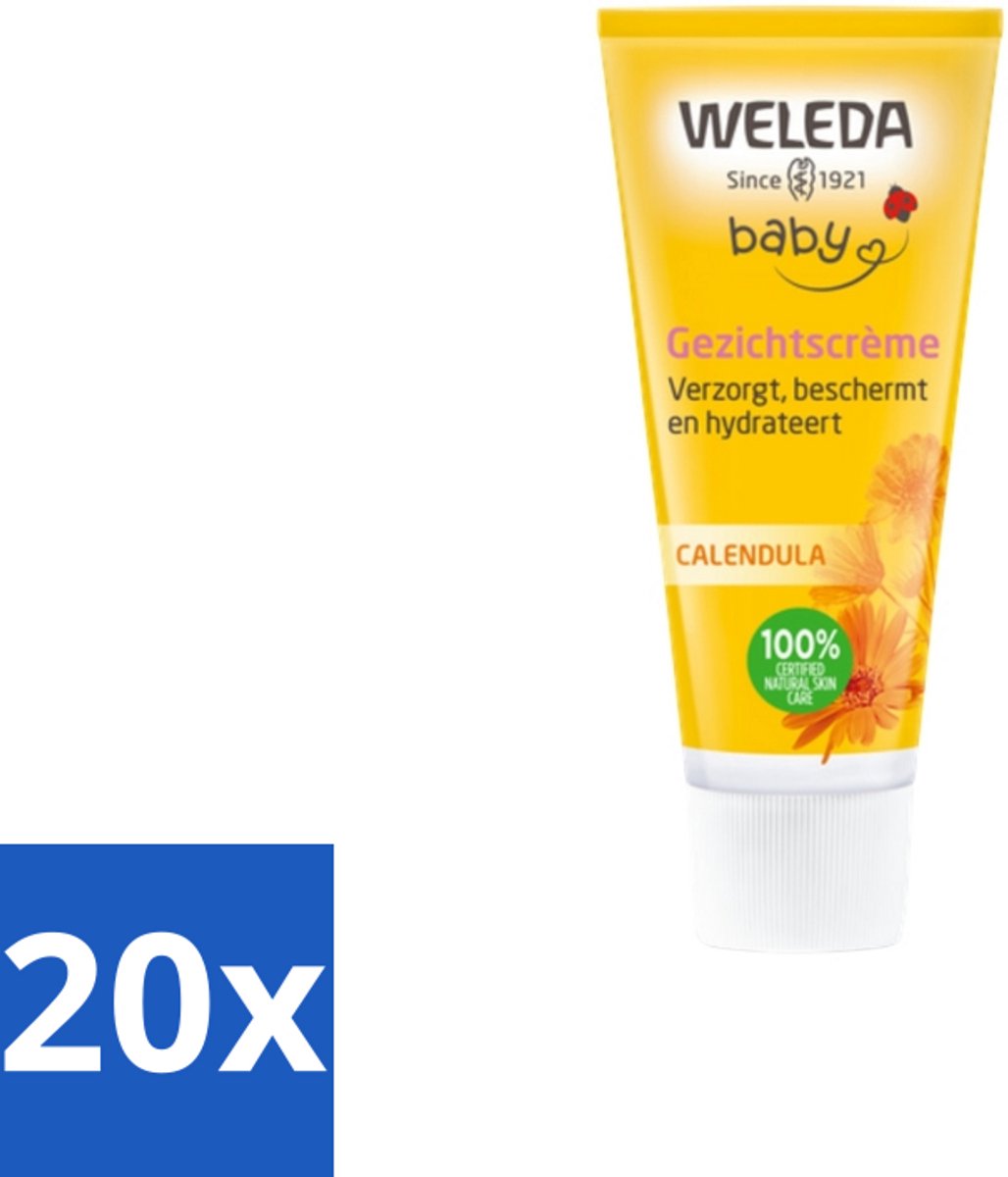 Image of 20 x WELEDA - Gezichtscrème - Baby & Kind Calendula - 50 ml - Amandelolie - Vegan - Gevoelige Huid - Babyverzorging