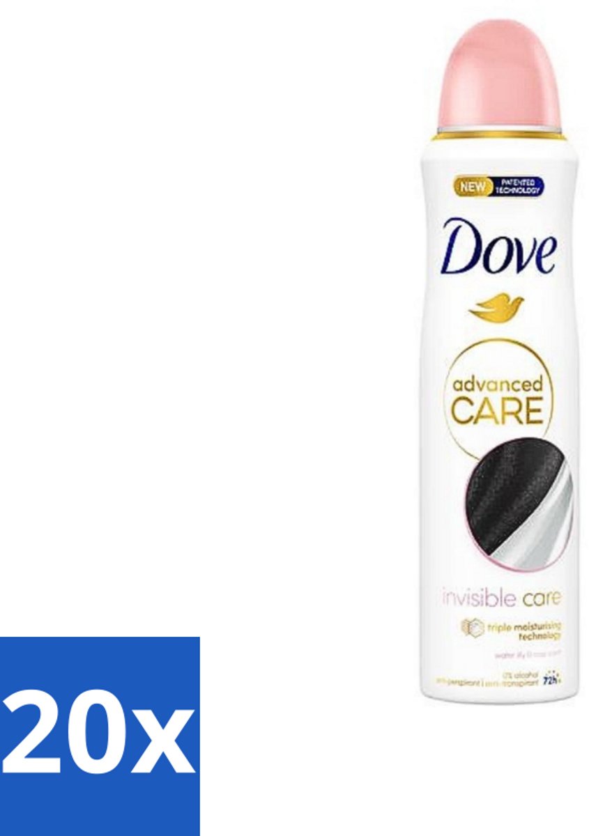 20 x Dove Deodorant Spray - Invisible Care - 200 ml - Dove Deodorant Spray - Anti-transpirant - Zweetbehandeling - Frisheid - Geur